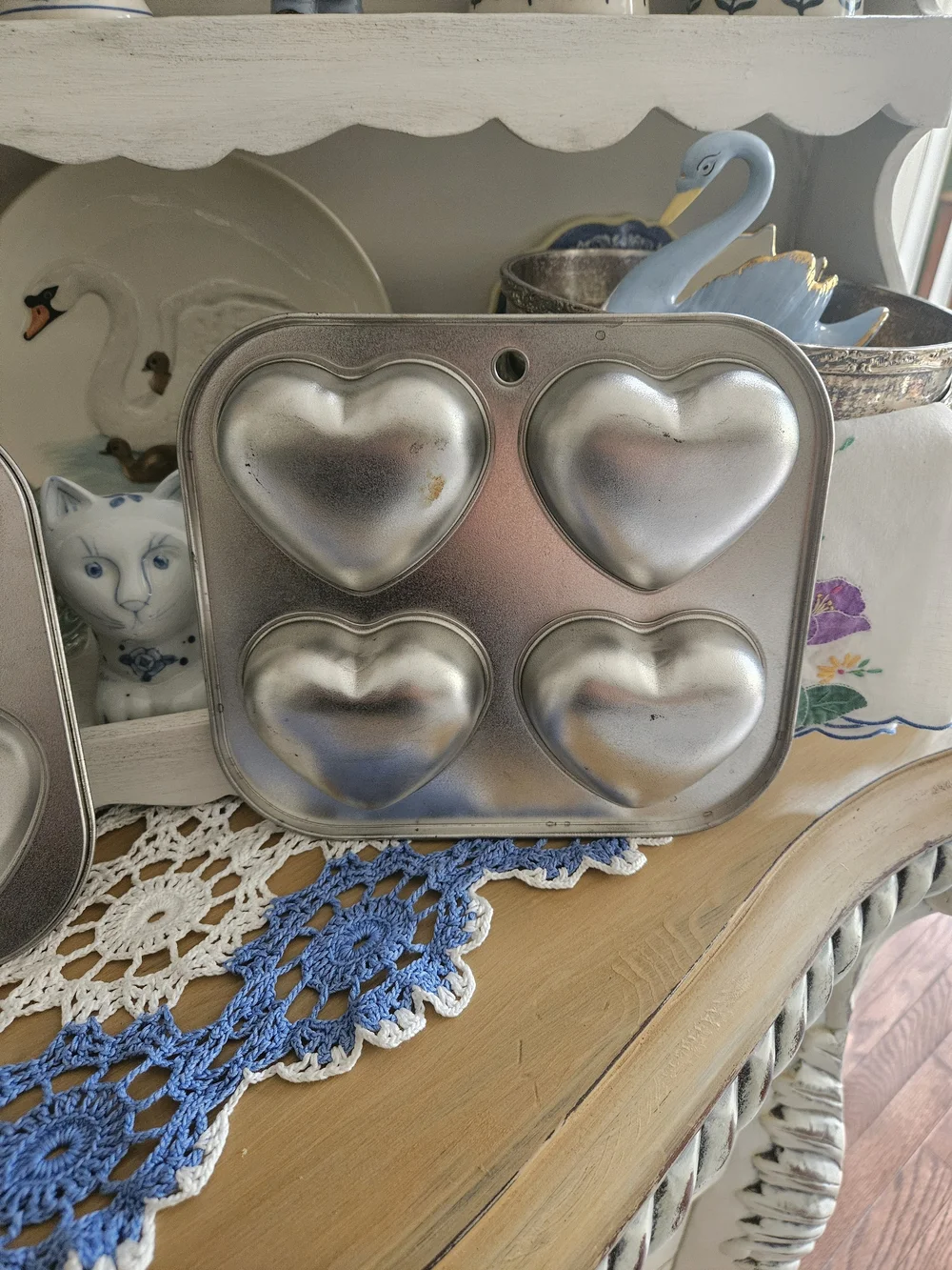 Silver Heart-Shaped Muffin Pan Set - Pack of 2